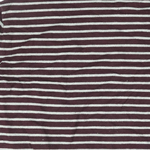 Gap Mens Red Round Neck Striped Cotton Pullover Jumper Size L Long Sleeve