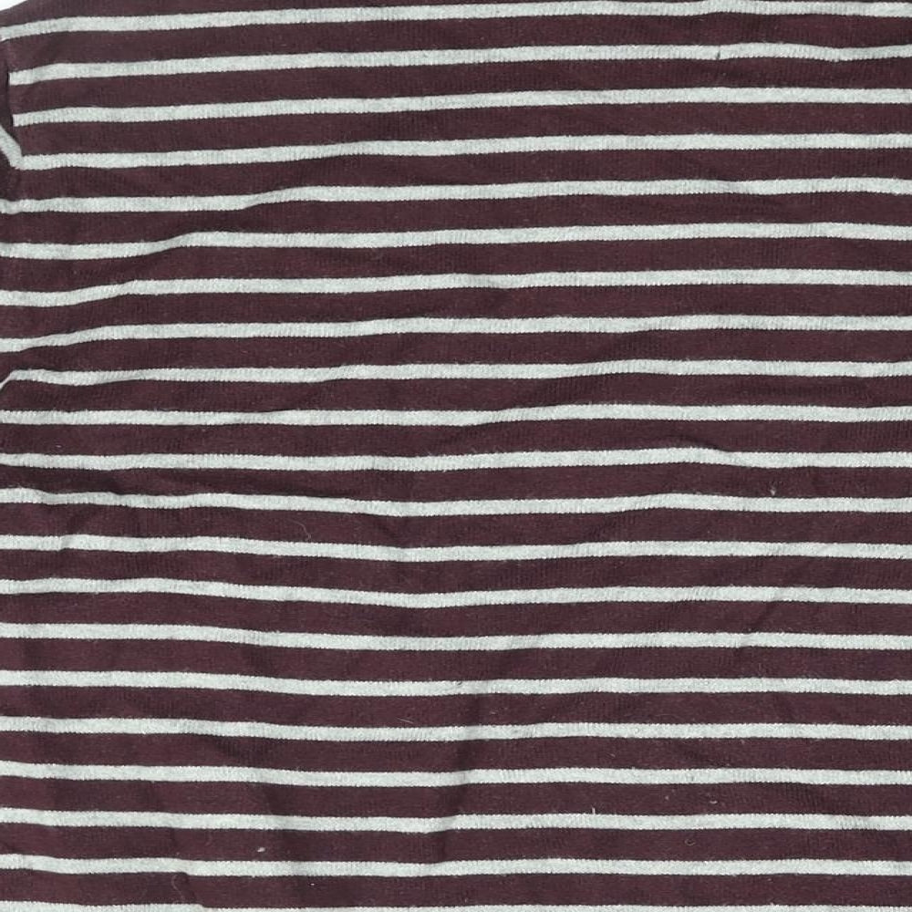 Gap Mens Red Round Neck Striped Cotton Pullover Jumper Size L Long Sleeve