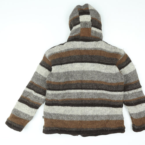Pachamama Mens Brown Striped Wool Full Zip Hoodie Size M