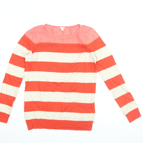 Gap Womens Red Striped Nylon Basic T-Shirt Size M Round Neck