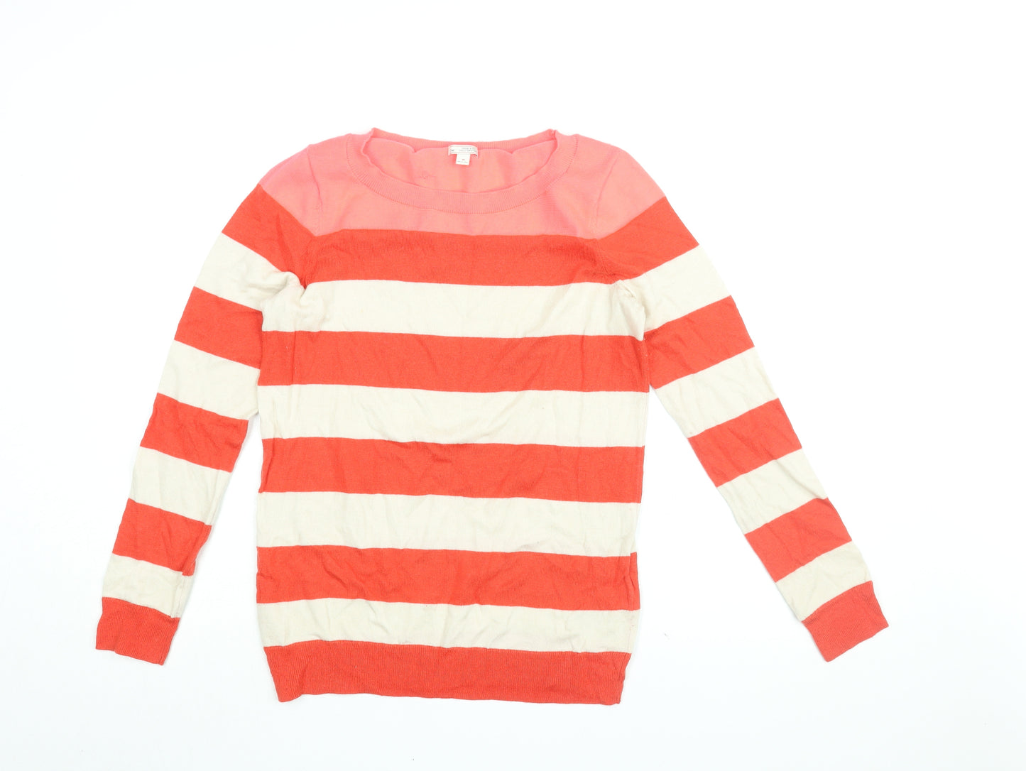 Gap Womens Red Striped Nylon Basic T-Shirt Size M Round Neck