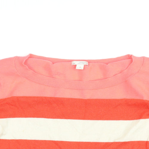 Gap Womens Red Striped Nylon Basic T-Shirt Size M Round Neck