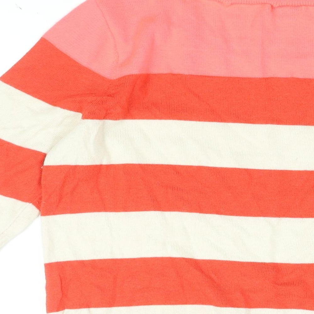 Gap Womens Red Striped Nylon Basic T-Shirt Size M Round Neck