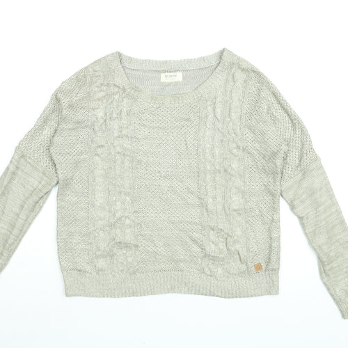 NUMPH Womens Gold Round Neck Acrylic Pullover Jumper Size M