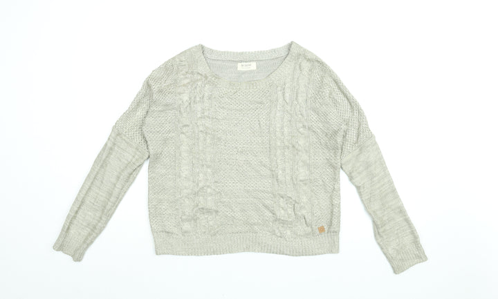 NUMPH Womens Gold Round Neck Acrylic Pullover Jumper Size M