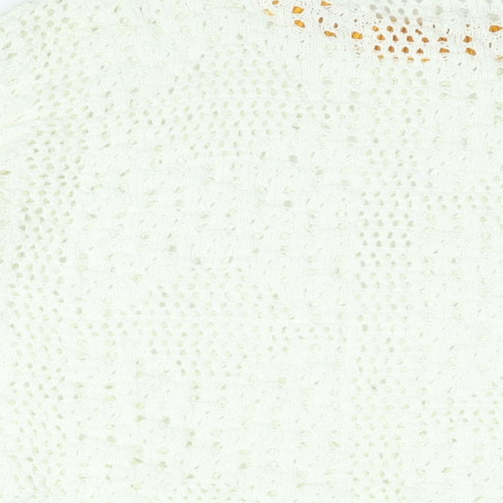 Free People Womens White Round Neck Cotton Pullover Jumper Size S