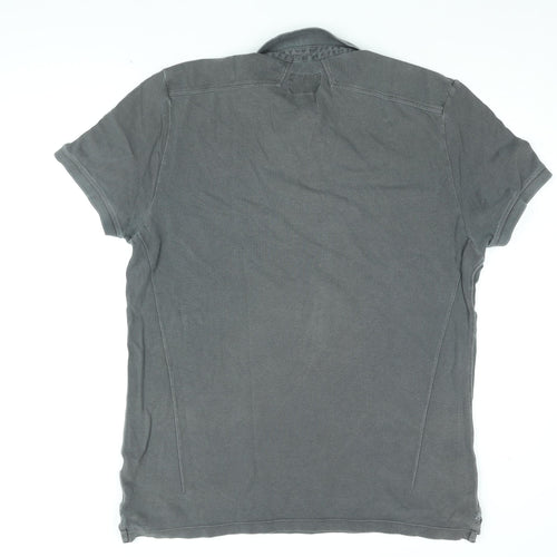 Label Lab Mens Grey Cotton Polo Size L Collared Button