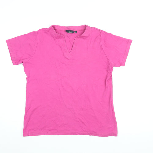 Isle Womens Pink Cotton Basic T-Shirt Size 18 V-Neck - Size 18-20