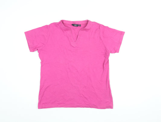 Isle Womens Pink Cotton Basic T-Shirt Size 18 V-Neck - Size 18-20