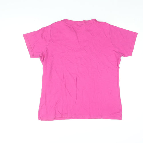 Isle Womens Pink Cotton Basic T-Shirt Size 18 V-Neck - Size 18-20