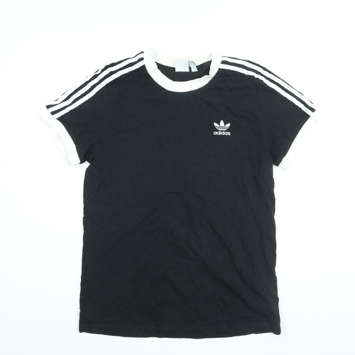 adidas Womens Black Cotton Basic T-Shirt Size 10 Round Neck