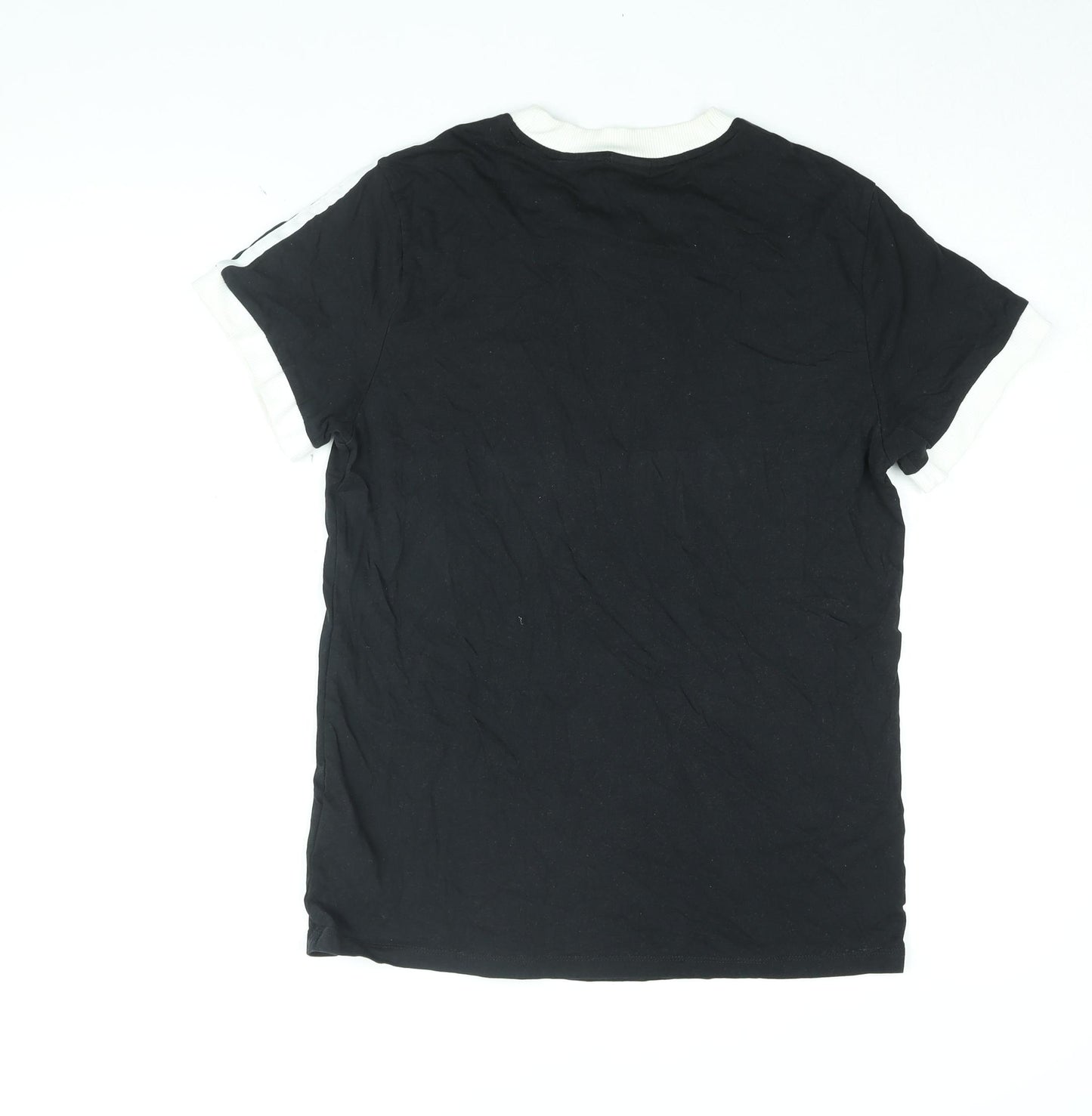 adidas Womens Black Cotton Basic T-Shirt Size 10 Round Neck