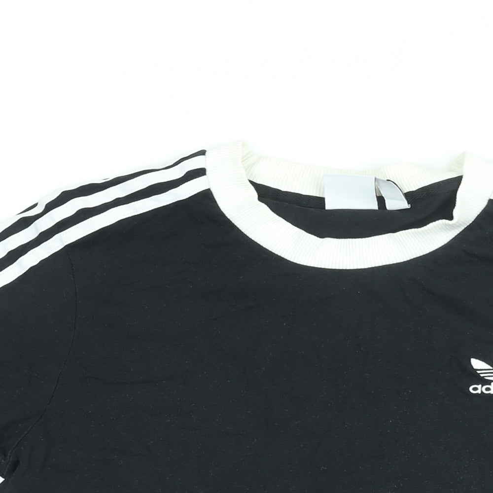 adidas Womens Black Cotton Basic T-Shirt Size 10 Round Neck