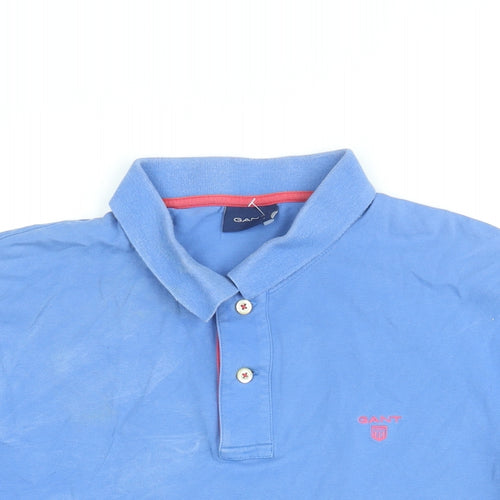 GANT Mens Blue Cotton Polo Size L Collared Button