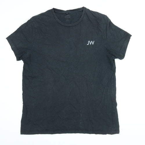 Jack Wills Mens Black Cotton T-Shirt Size L Round Neck