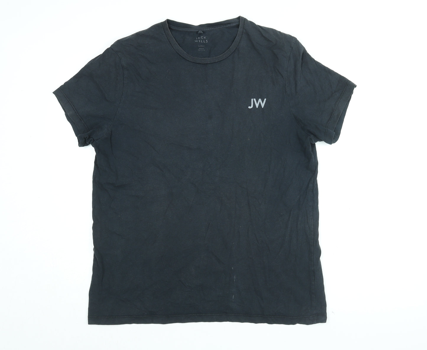 Jack Wills Mens Black Cotton T-Shirt Size L Round Neck
