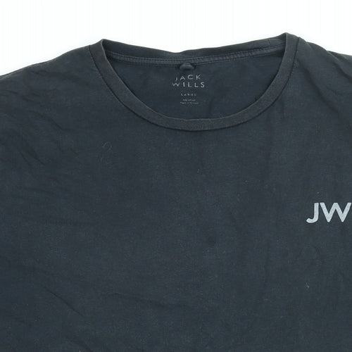 Jack Wills Mens Black Cotton T-Shirt Size L Round Neck