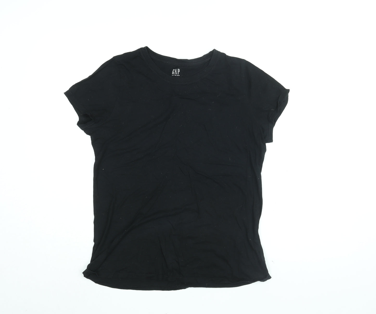 Gap Womens Black Cotton Basic T-Shirt Size M Round Neck