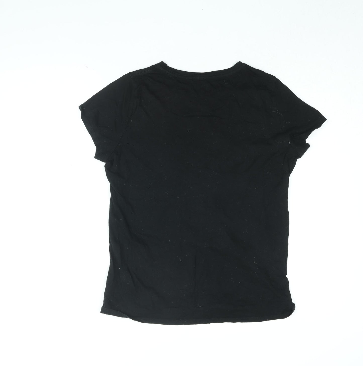 Gap Womens Black Cotton Basic T-Shirt Size M Round Neck