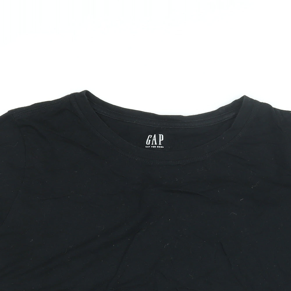 Gap Womens Black Cotton Basic T-Shirt Size M Round Neck