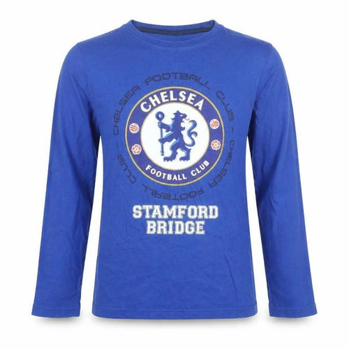 Chelsea FC Boys Blue Cotton Basic T-Shirt Size 9-10 Years Round Neck Pullover - Chelsea Football Club