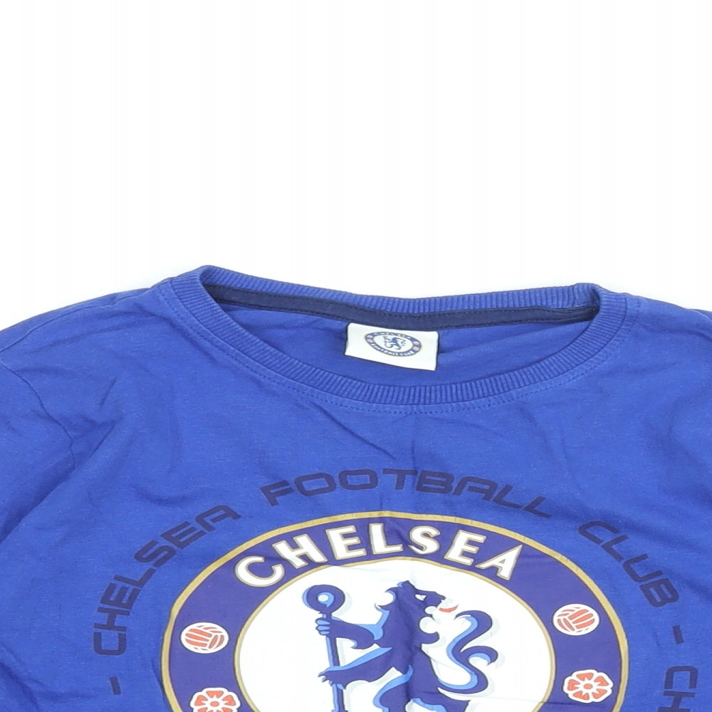 Chelsea FC Boys Blue Cotton Basic T-Shirt Size 9-10 Years Round Neck Pullover - Chelsea Football Club