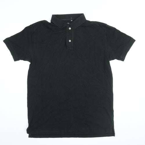 Gap Mens Black Cotton Polo Size M Collared Button