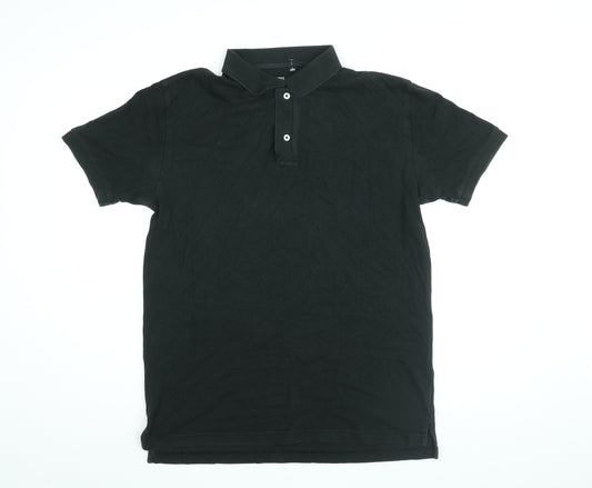 Gap Mens Black Cotton Polo Size M Collared Button