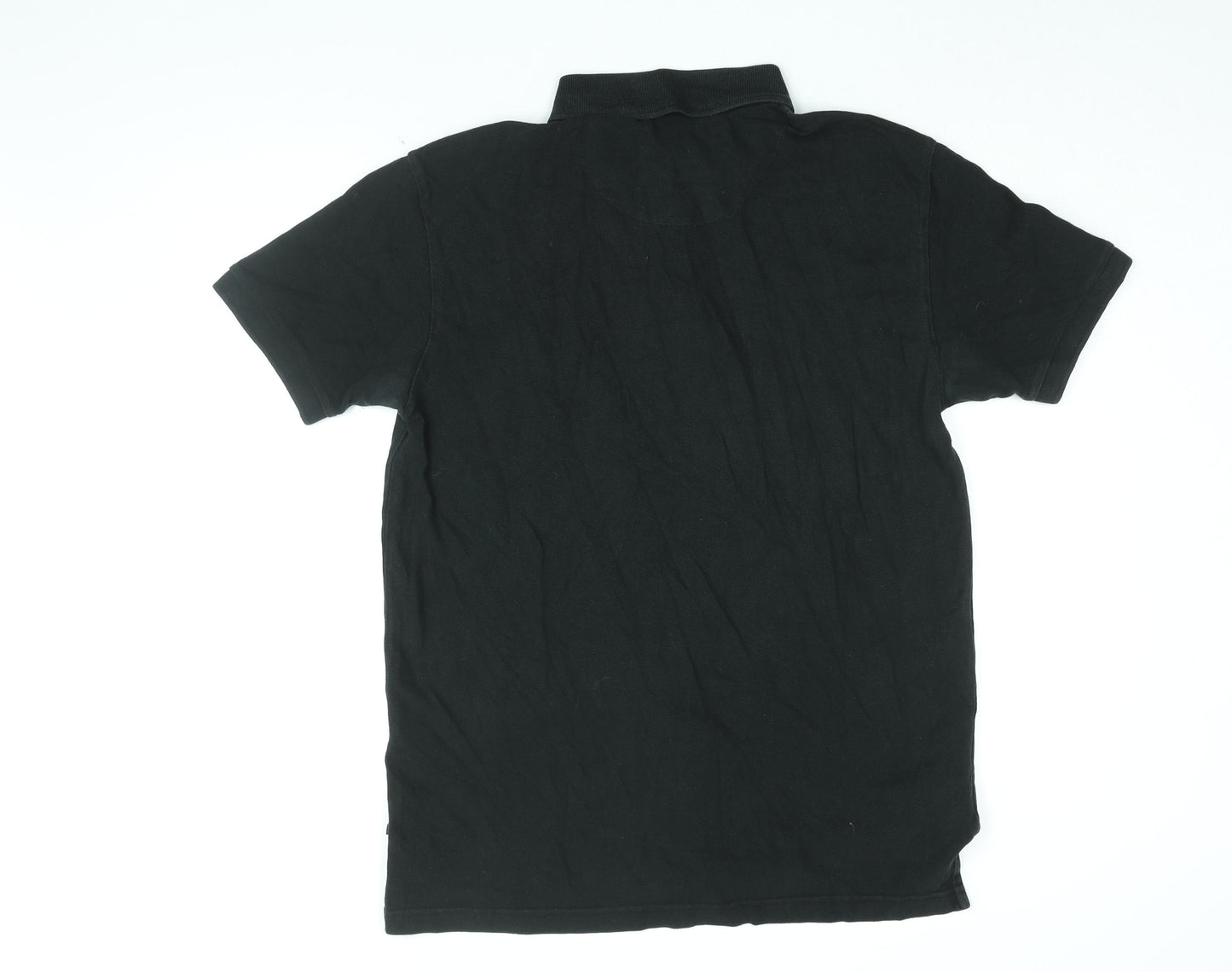 Gap Mens Black Cotton Polo Size M Collared Button