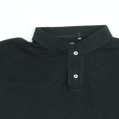 Gap Mens Black Cotton Polo Size M Collared Button