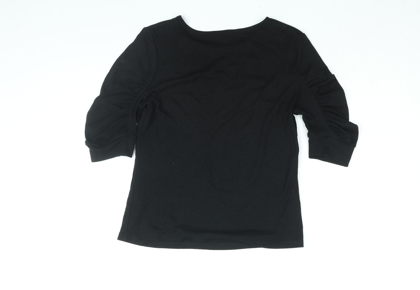 Red Herring Womens Black Cotton Basic T-Shirt Size 10 Round Neck