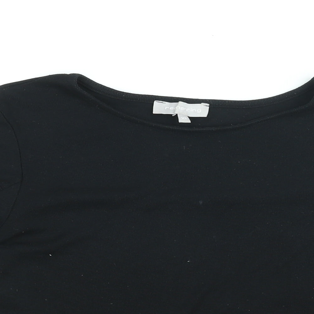 Red Herring Womens Black Cotton Basic T-Shirt Size 10 Round Neck