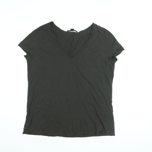 AllSaints Womens Black Cotton Basic T-Shirt Size M V-Neck