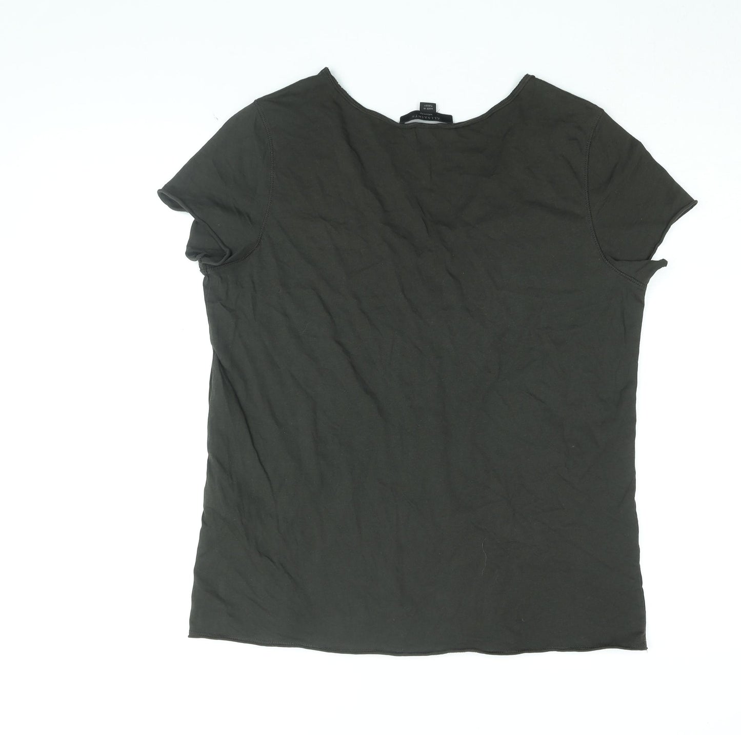 AllSaints Womens Black Cotton Basic T-Shirt Size M V-Neck