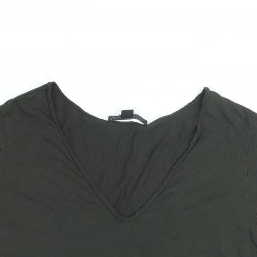 AllSaints Womens Black Cotton Basic T-Shirt Size M V-Neck