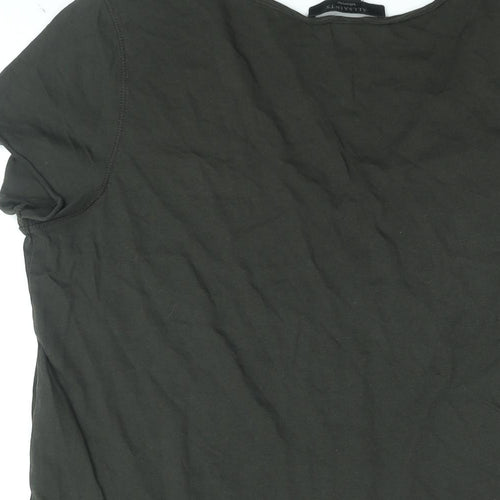 AllSaints Womens Black Cotton Basic T-Shirt Size M V-Neck