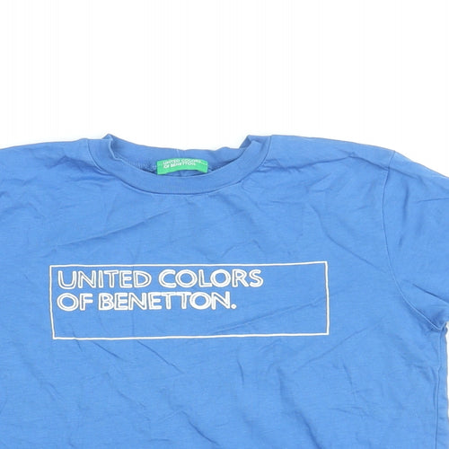 United Colors of Benetton Boys Blue Cotton Basic T-Shirt Size 8-9 Years Round Neck Pullover - United Colors Of Benetton