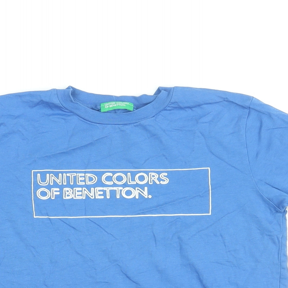 United Colors of Benetton Boys Blue Cotton Basic T-Shirt Size 8-9 Years Round Neck Pullover - United Colors Of Benetton