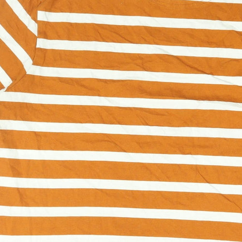 Farah Mens Orange Striped Cotton T-Shirt Size M Round Neck