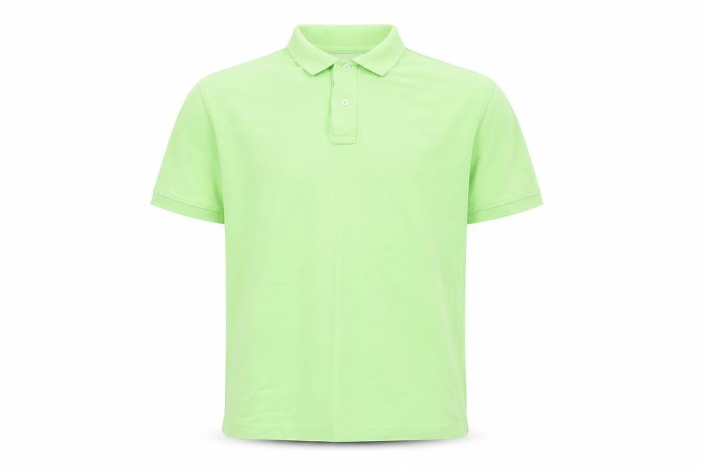 Front view of Lands' End men’s green cotton polo, size M, collared button