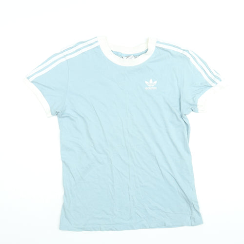 adidas Womens Blue Cotton Basic T-Shirt Size 6 Round Neck