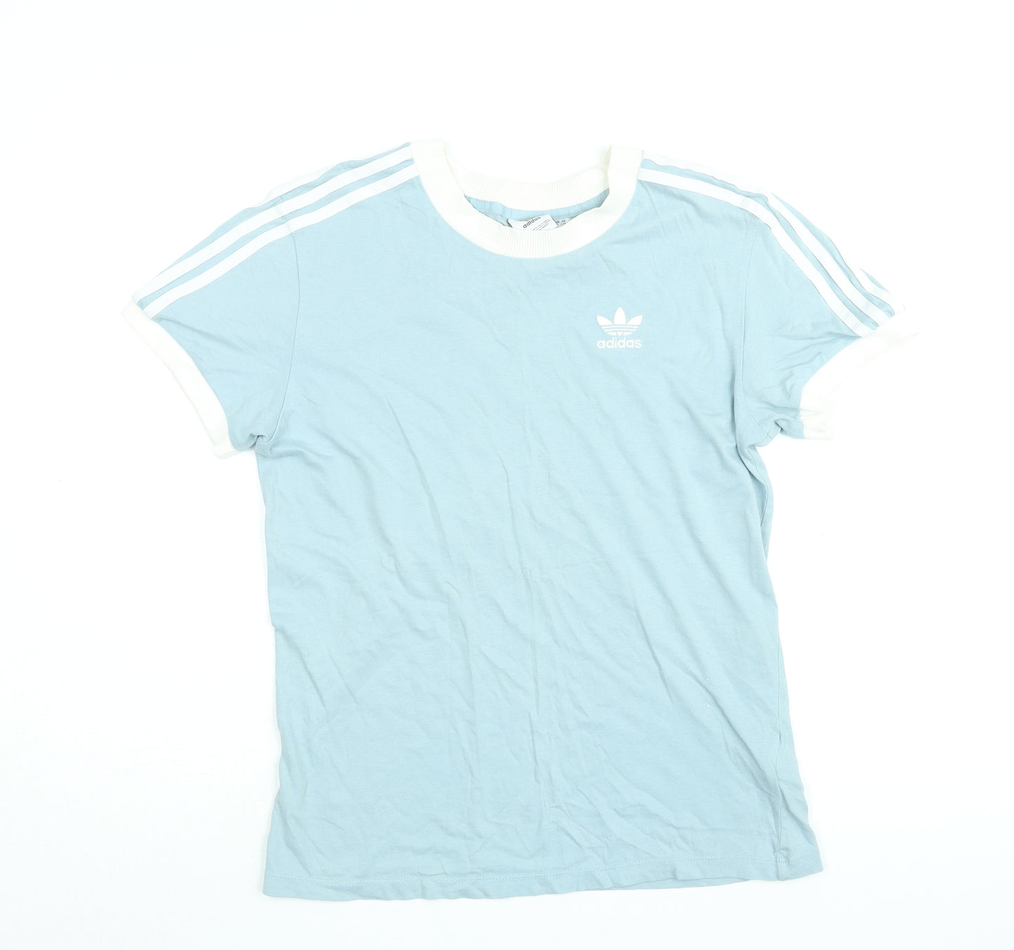 adidas Womens Blue Cotton Basic T-Shirt Size 6 Round Neck