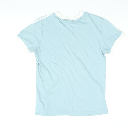 adidas Womens Blue Cotton Basic T-Shirt Size 6 Round Neck