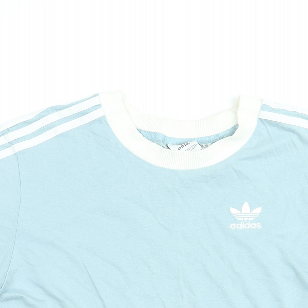 adidas Womens Blue Cotton Basic T-Shirt Size 6 Round Neck