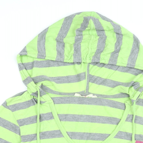 ROXY Womens Green Striped Cotton Basic T-Shirt Size M V-Neck