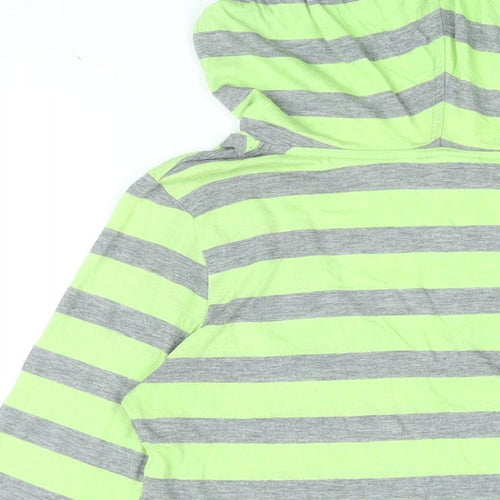 ROXY Womens Green Striped Cotton Basic T-Shirt Size M V-Neck