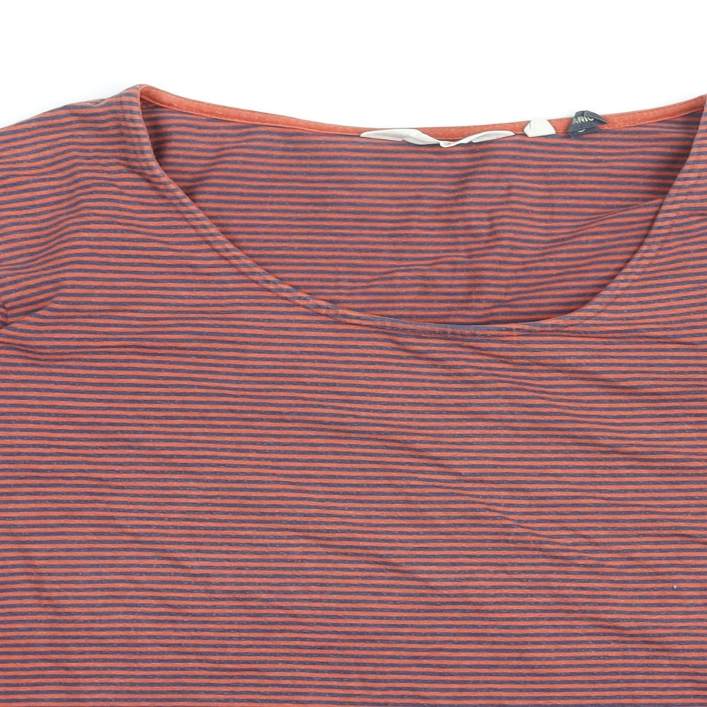 Seasalt Womens Red Striped Cotton Basic T-Shirt Size 12 Round Neck