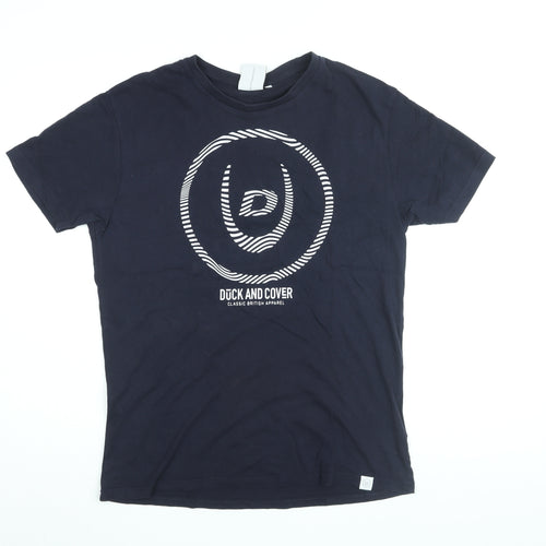 Duck and Cover Mens Blue Cotton T-Shirt Size M Round Neck - Duck and Cover