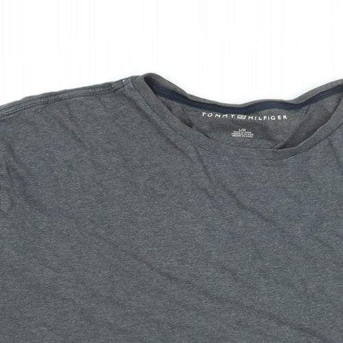 Tommy Hilfiger Mens Grey Cotton T-Shirt Size L V-Neck