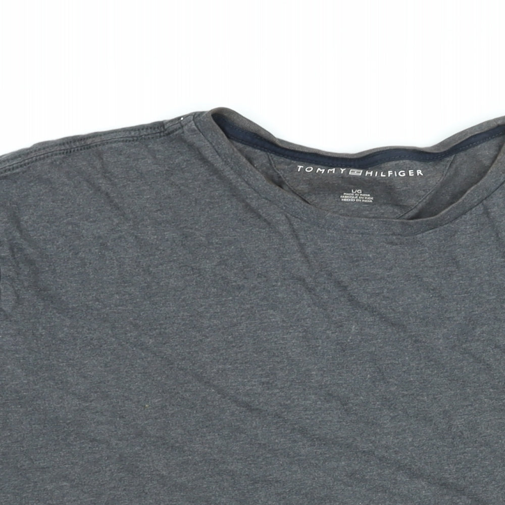 Tommy Hilfiger Mens Grey Cotton T-Shirt Size L V-Neck